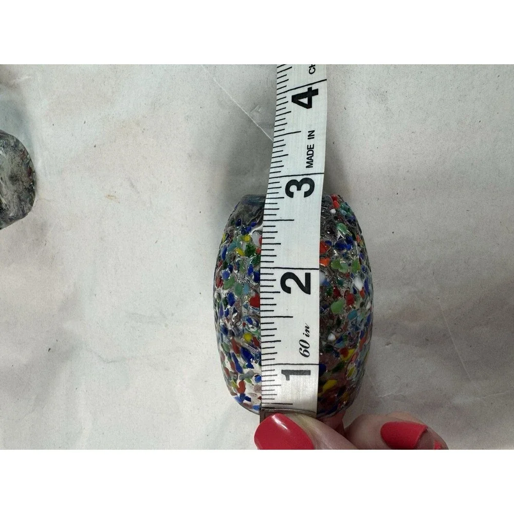 Set Of 2 Mexican Confetti Rocks Style Shot Glasses 3 Inches Colorful Handmade